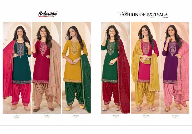 Fashion Of Patiala Vol 36 By Kalaroop Embroidery Jam Silk Readymade Suits Wholesale Market In Surat